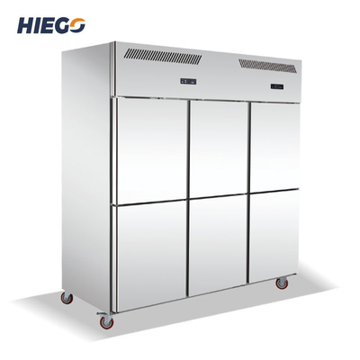 congelador de acero inoxidable de 6 puertas del refrigerador vertical comercial 1600L