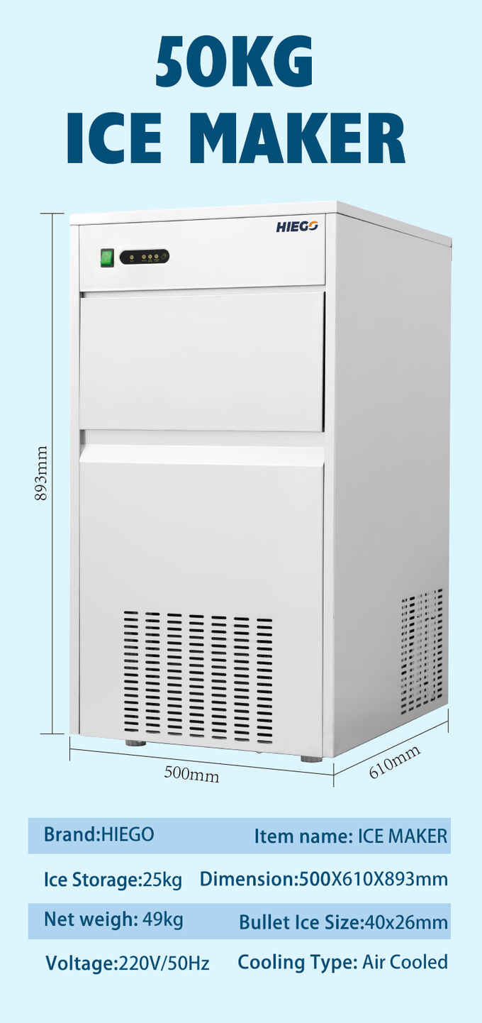 máquina de hielo portátil comercial R134a de la máquina de hielo de la cocina de la máquina de hielo de la cocina 50kg 7