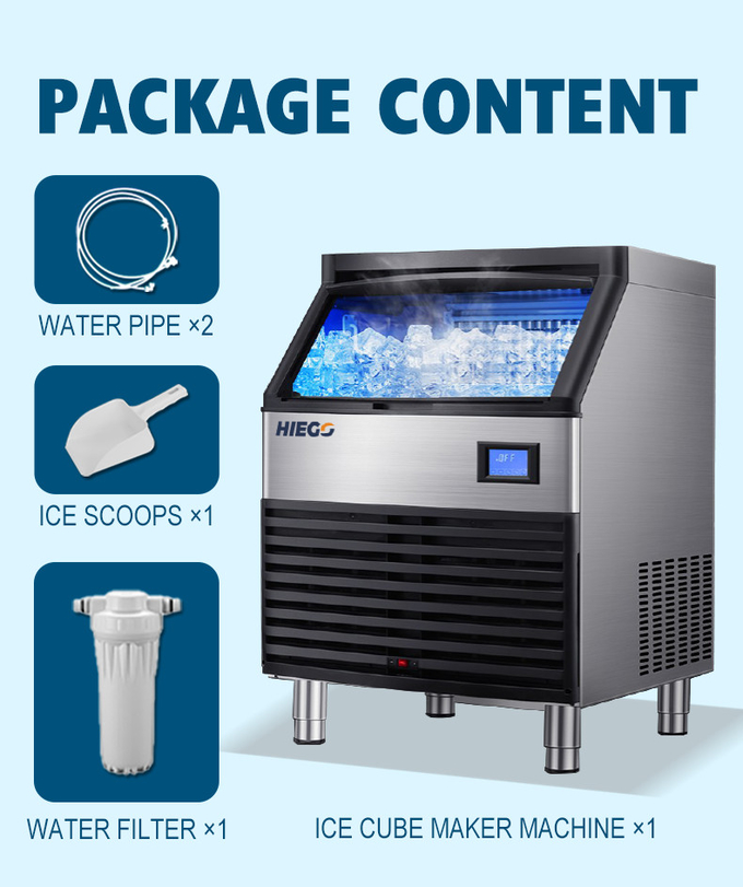 Máquina para hacer cubitos de hielo de 80,90 kg de alto rendimiento y grado alimenticio, máquina para hacer hielo completamente automática de 120 kg y 100 kg 5