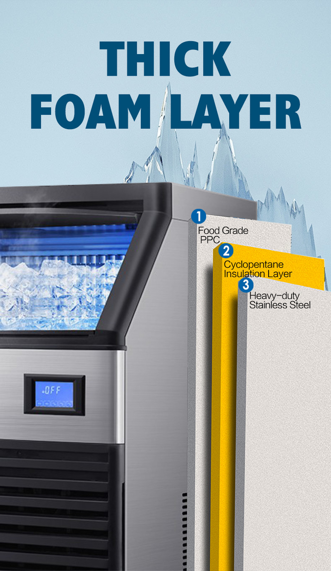 Máquina de hielo automática del bloque de la máquina de hielo del ABS del acero inoxidable para la tienda de la comida de la bebida 3