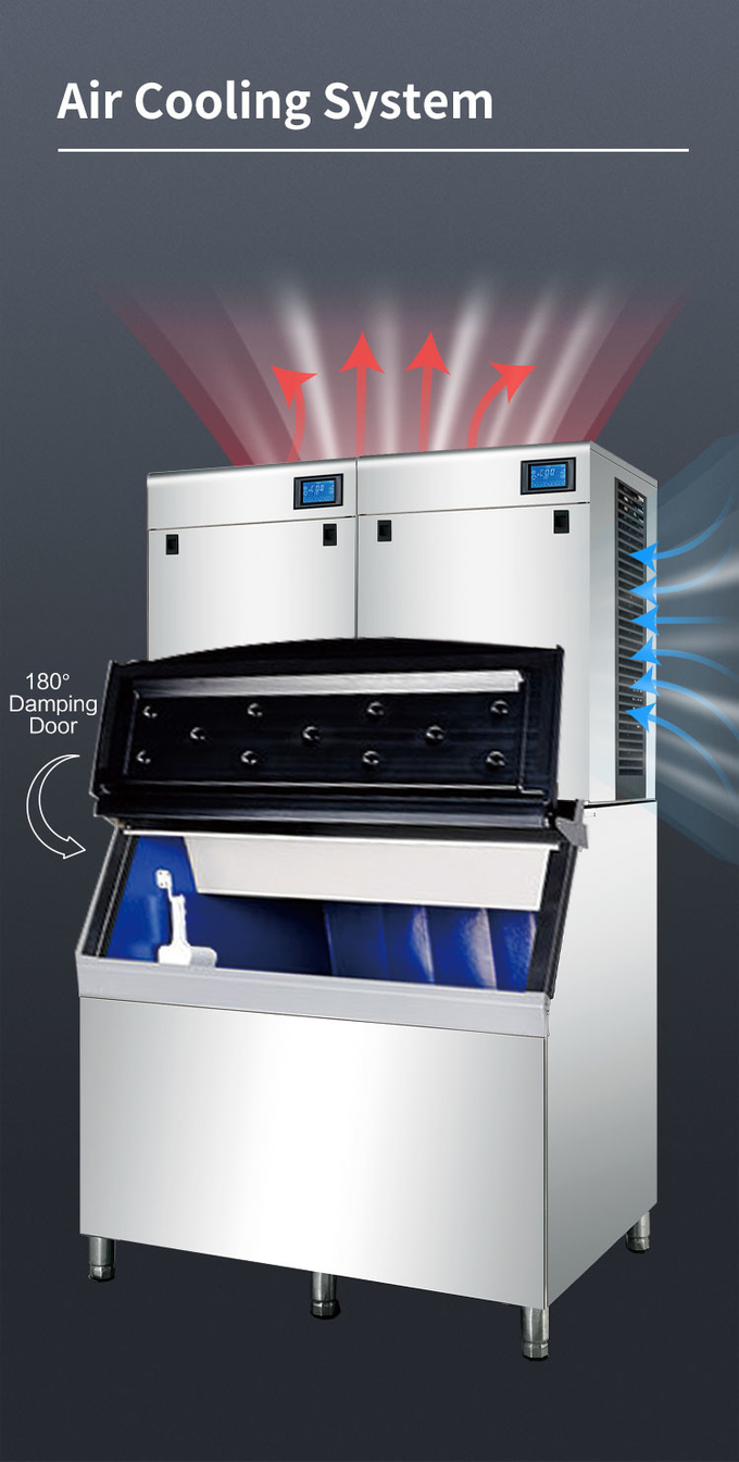 Máquina de hielo comercial para pepitas de 1000 kg, máquina de hielo transparente automática de refrigeración por aire de 22 mm 4
