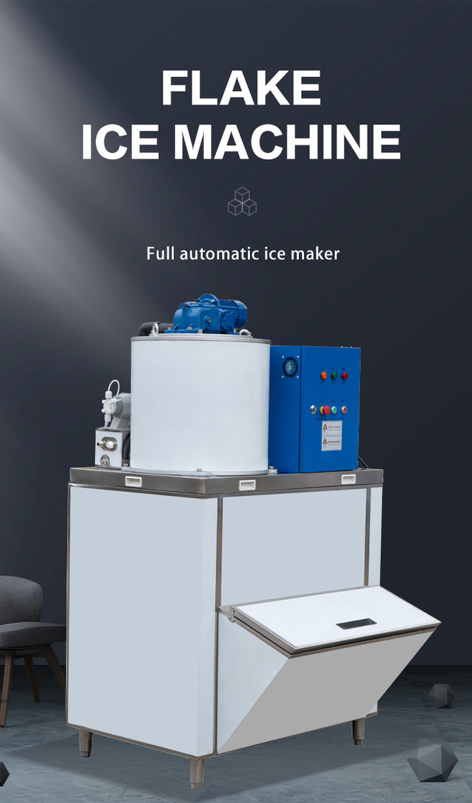 Comercial automático de la máquina de hielo en escamas 1 fabricante de hielo en escamas de nieve Ton/24h para mantener frescos los mariscos 0