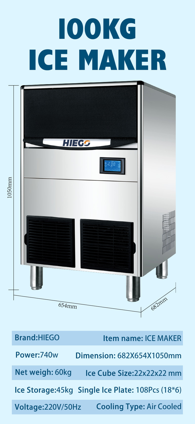 refrigeración por aire comercial de la máquina del cubo de hielo del fabricante de hielo del barril 100KG R404a 6