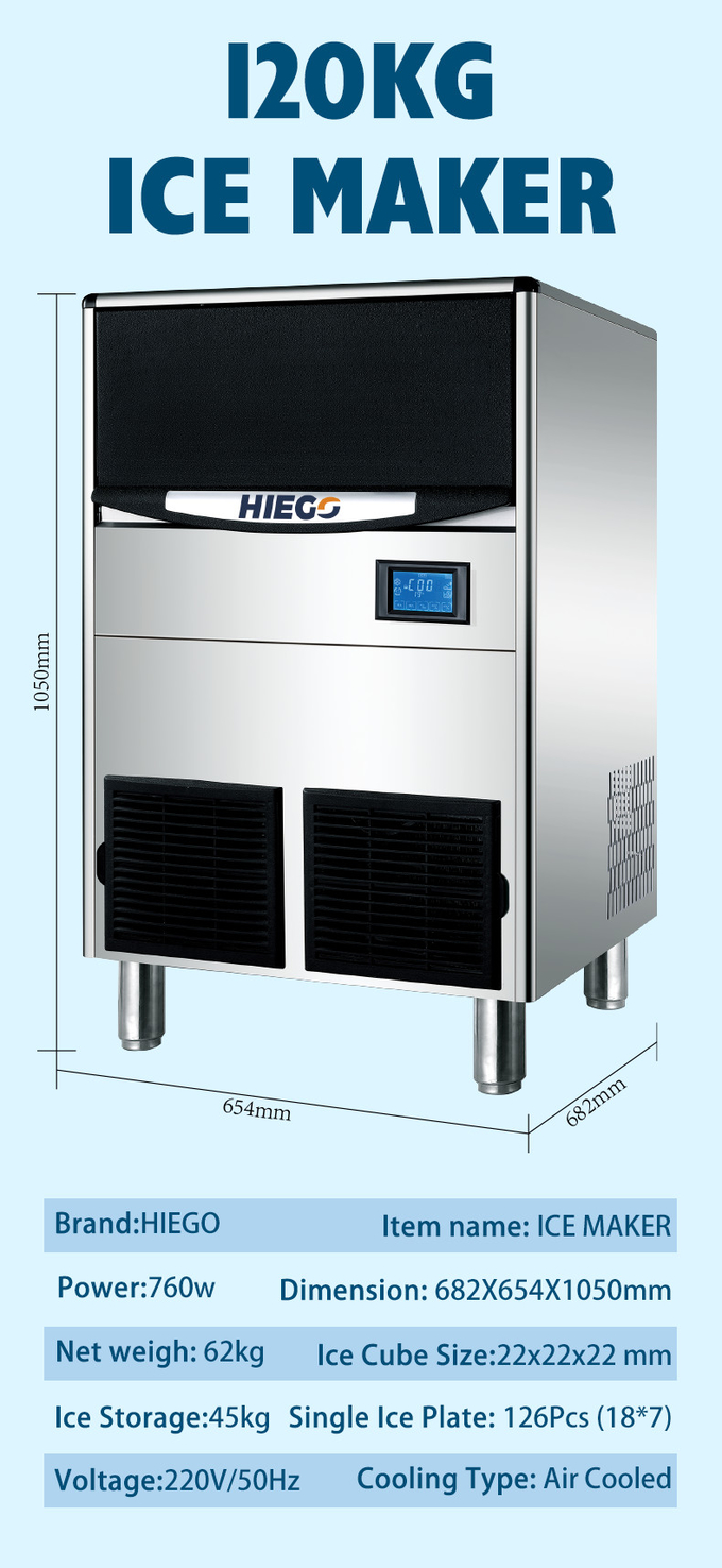 refrigeración por aire comercial de la máquina del cubo de hielo del fabricante de hielo del barril 100KG R404a 7