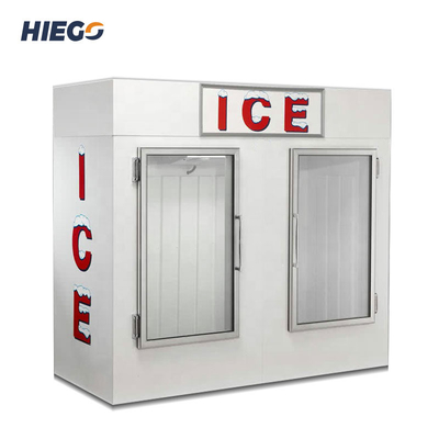 Congelador de exhibición de paletas de PVC para exhibición de hielo al aire libre de acero inoxidable R404a