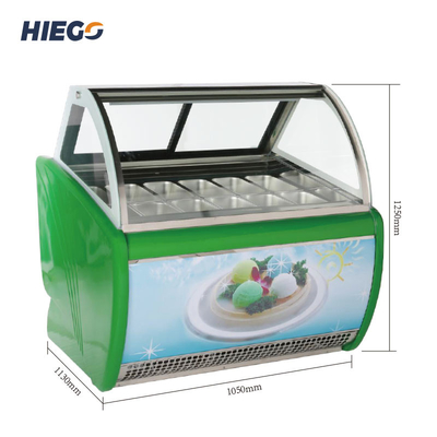 Gabinete de exhibición de helado de 50-60 Hz Gabinete de exhibición de helado de vidrio curvo