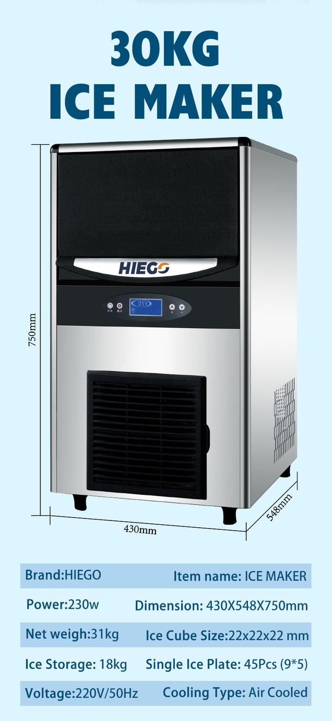 Fabricante de cubitos de hielo automático portátil para el hogar de 30 kg Comercial R404a 1