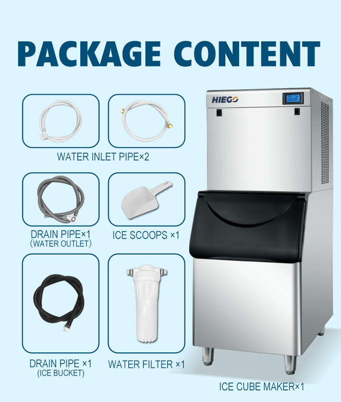 Máquina de hielo automática de 22 mm Máquina de cubitos de hielo portátil de 300 kg R404a 7