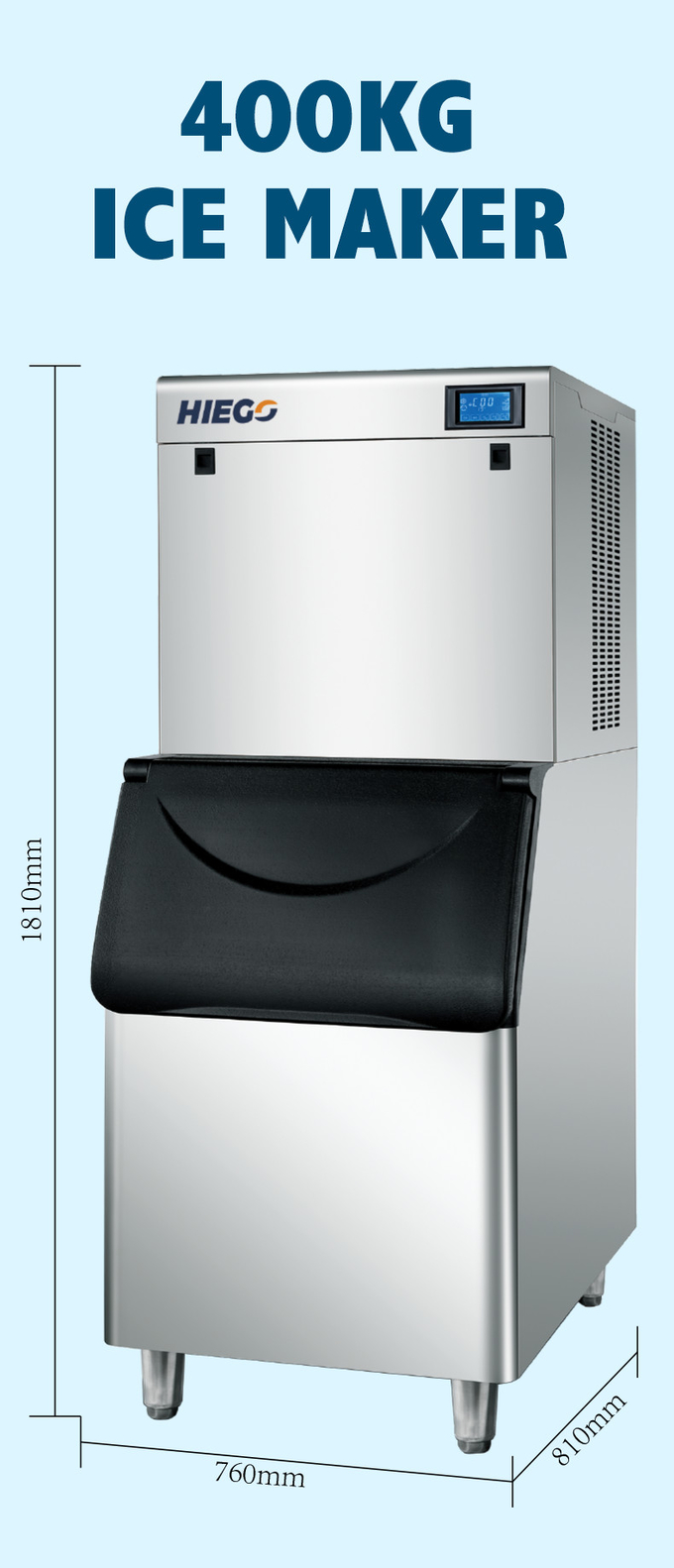 capacidad grande de la salida 150kg de la máquina de hielo automática de 400kg R404a alta 7