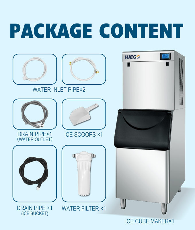 Máquina de hielo comercial de 450 libras, 200 kg, cubo de almacenamiento eléctrico para hacer cubitos de hielo, 1100 kg 9