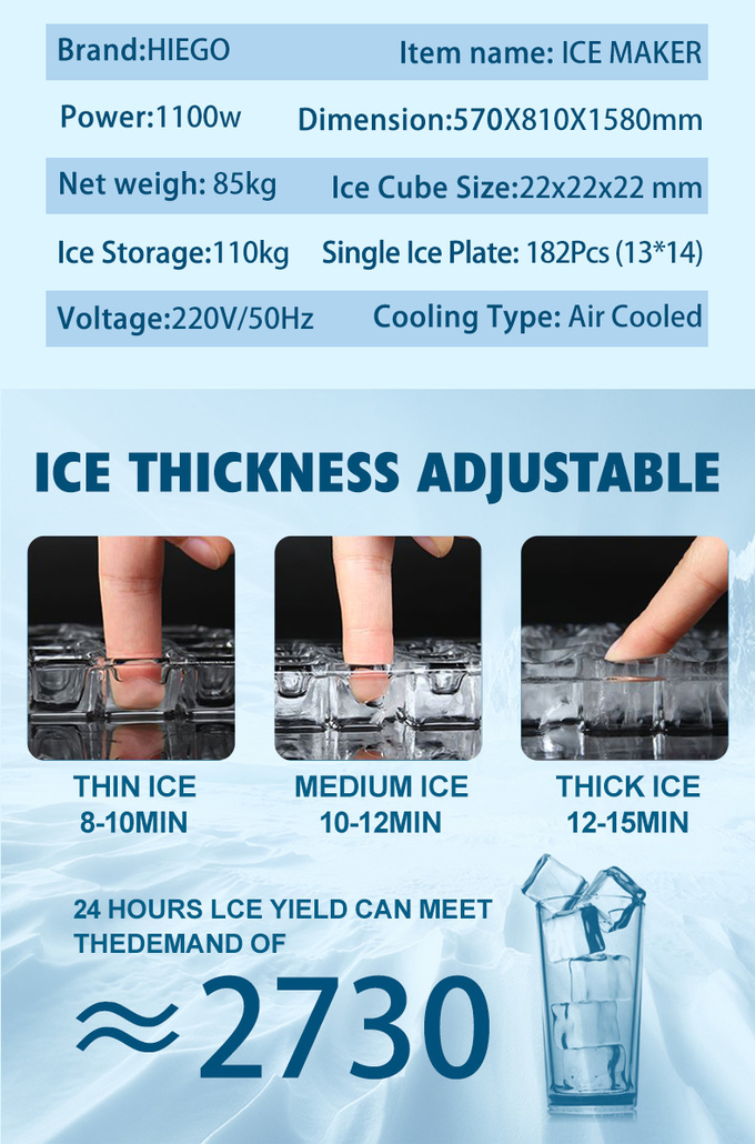 máquina de hielo comercial automática 110kg máquina de hielo instantánea 200kg R404a 6