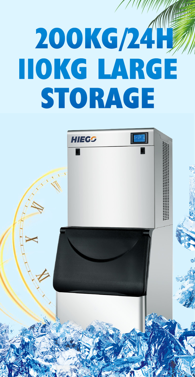 200 kg / 24H Máquina comercial para hacer cubitos de hielo Máquina para hacer hielo Máquinas de hielo automáticas para uso en hoteles 6