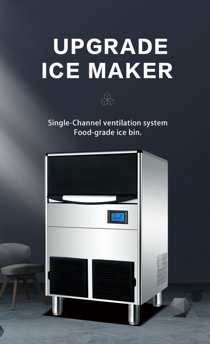 Máquina de hacer hielo del cubo 100KG para la refrigeración por aire del supermercado 0