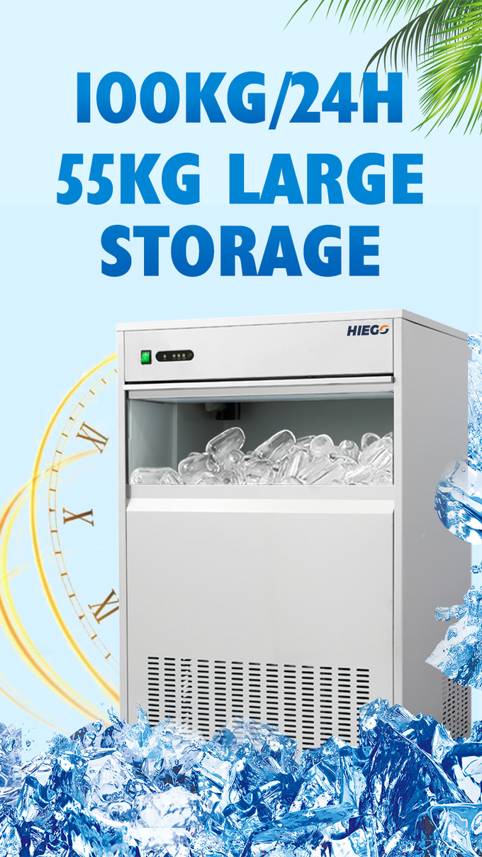 Refrigeración por aire comercial de la máquina de hielo del guijarro del fabricante 100kg de hielo en forma de bala del acero inoxidable 1
