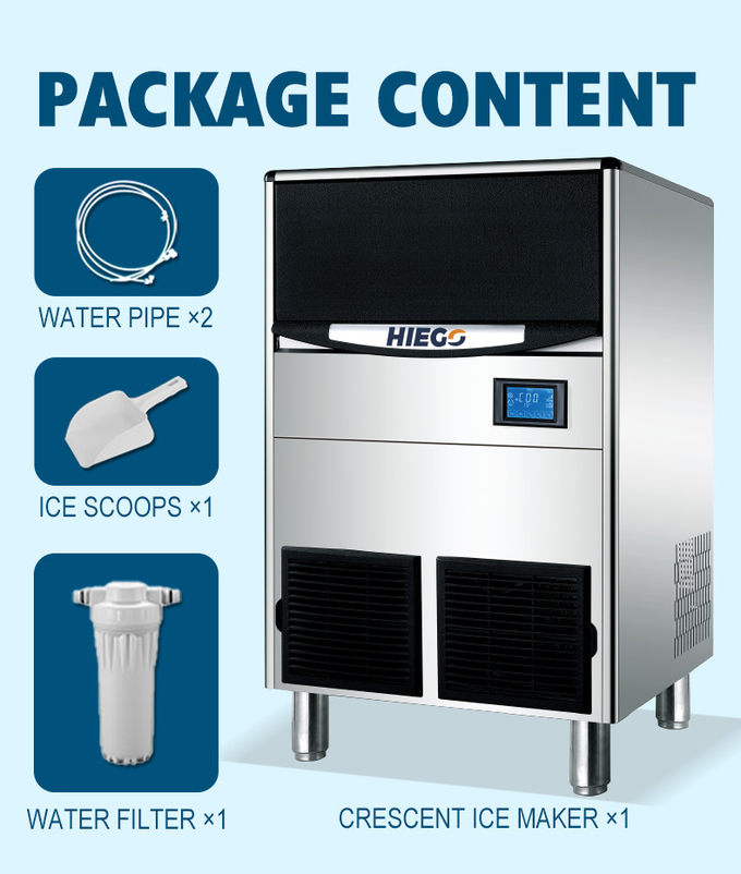 máquina de hielo industrial portátil 80kg de la refrigeración por aire del fabricante de hielo de la media luna 80kg/24hr 8