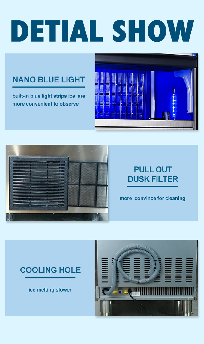 máquina de hielo industrial portátil 80kg de la refrigeración por aire del fabricante de hielo de la media luna 80kg/24hr 7