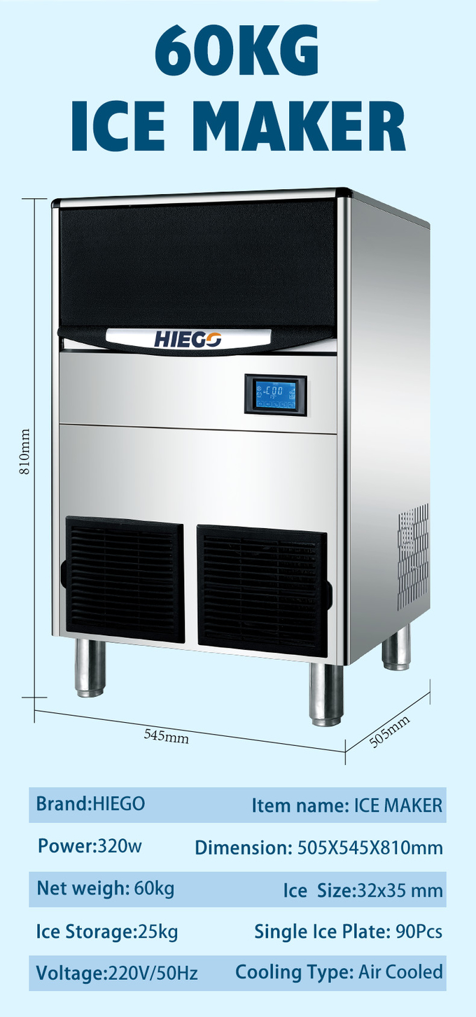 máquina de hielo portátil del hogar de la forma de la luna 60kg, máquina de hielo refrigerada por aire 25kg para la barra casera 0