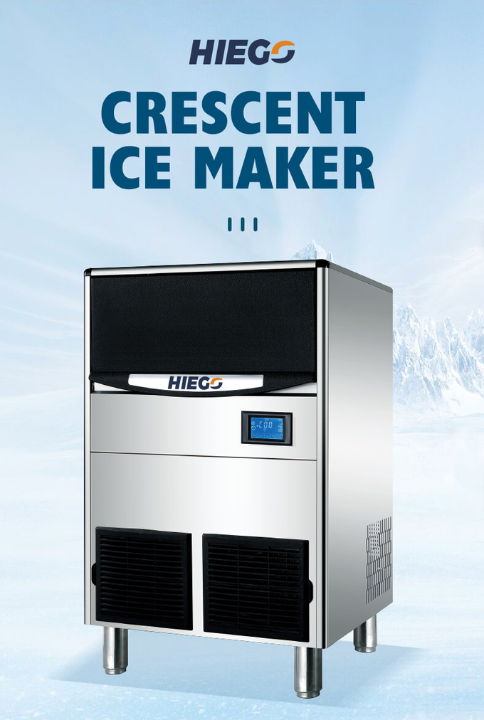 máquina de hielo clara R404 45kg de la máquina de hielo de la media luna 100KG/24Hr para el anuncio publicitario 1