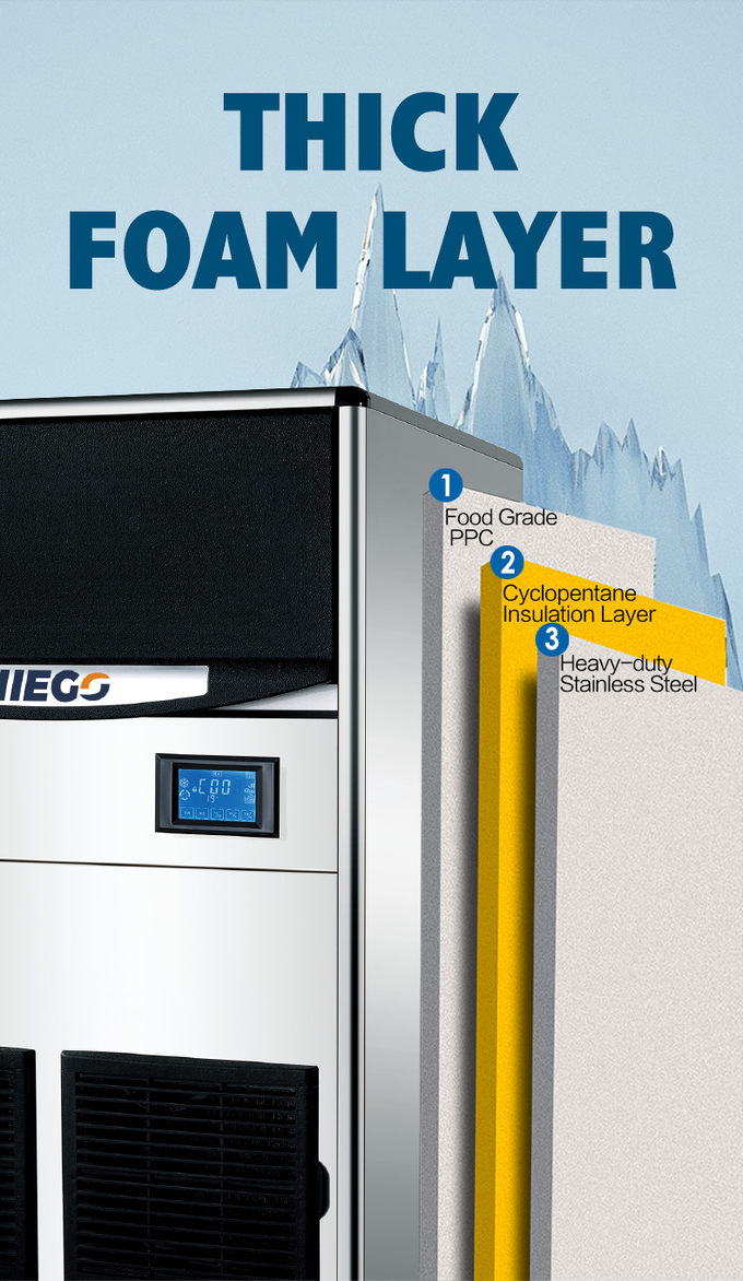 máquina de hielo industrial portátil 80kg de la refrigeración por aire del fabricante de hielo de la media luna 80kg/24hr 3