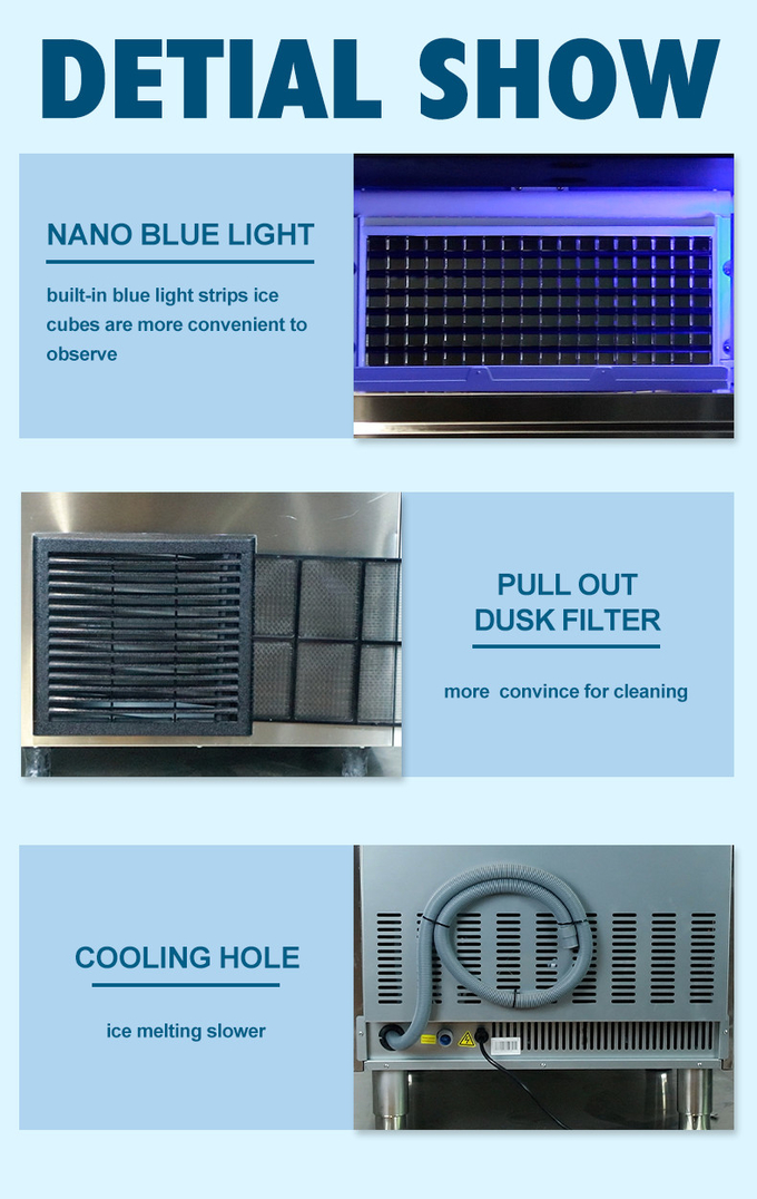 fabricante de hielo automático de alto rendimiento R404a de la refrigeración por aire del fabricante de hielo de pepita comercial 120KG 6
