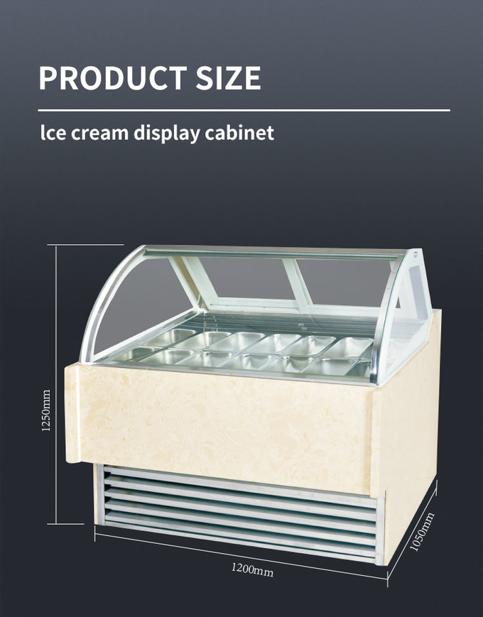 acero inoxidable del congelador del gabinete de inmersión del gabinete de exhibición del helado 950w R404a 5