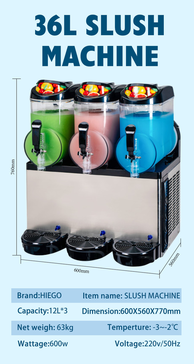 Máquina de aguanieve comercial 36l completamente automática Margarita para bebidas congeladas 0
