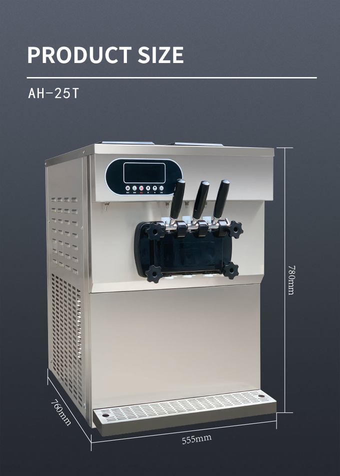 25-28l/H Máquina de helado comercial 2+1 Máquina de servicio suave nacional de sabor mixto 9