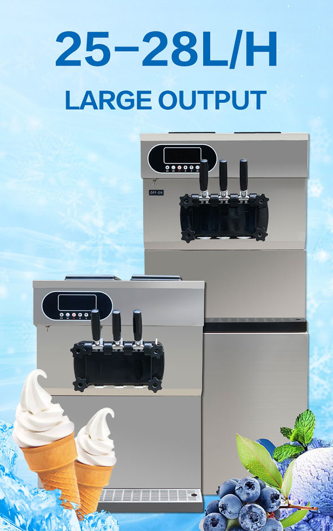 Máquina suave del fabricante de los sabores de la máquina 3 del helado del servicio 25-28L/H 1