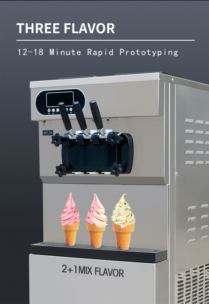 Máquina comercial de helados de 3 sabores 36-38l/H Máquina comercial para hacer helados 6