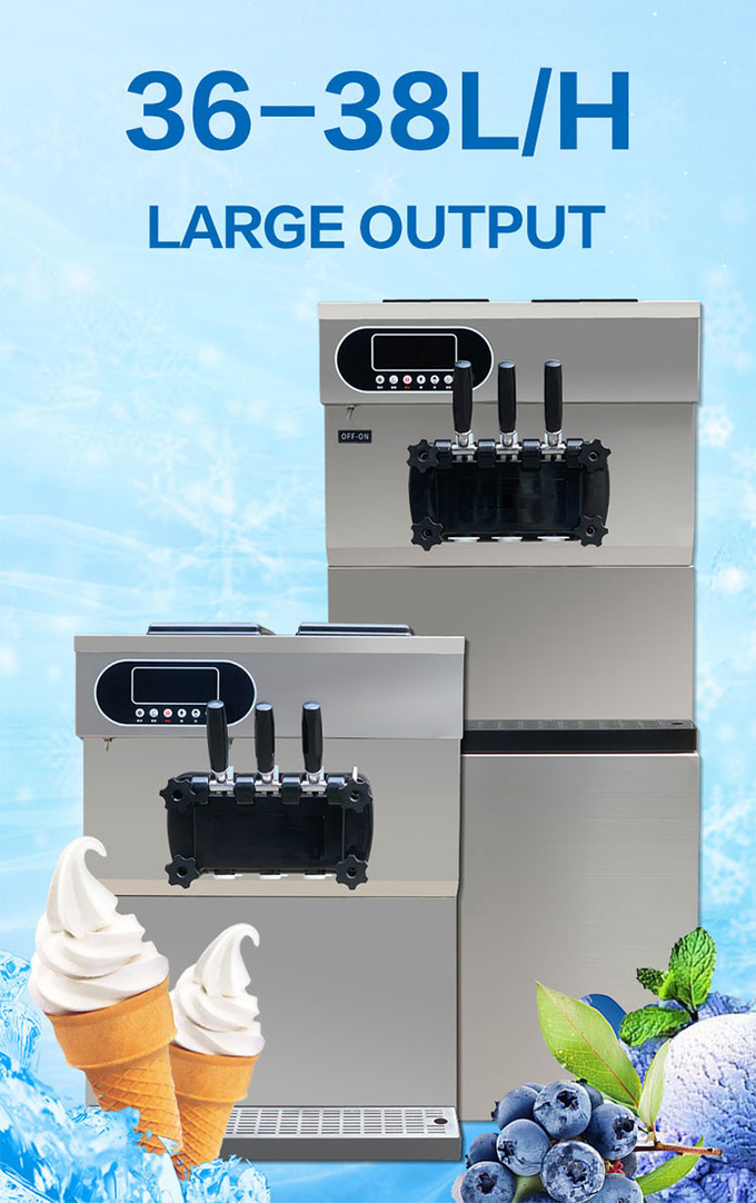 Máquina comercial de helados de 3 sabores 36-38l/H Máquina comercial para hacer helados 5