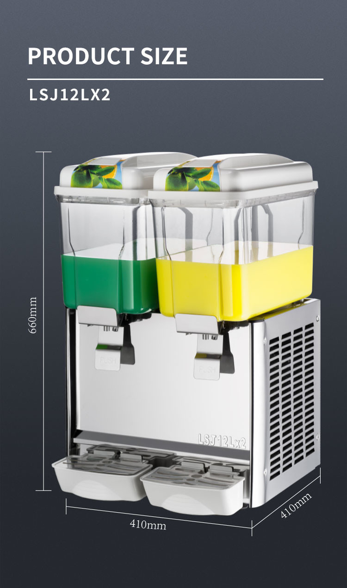 Máquina portátil del refrigerador del jugo de fruta del acero inoxidable del dispensador del jugo de 36l 3 tanques 8