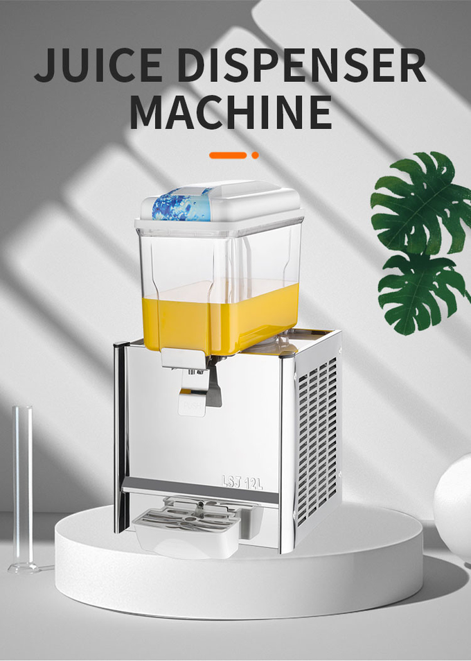 Máquina dispensadora de jugo de naranja de 12 l, mini máquinas eléctricas de bebida mixta de jugo de bebida fría de un solo tanque 0