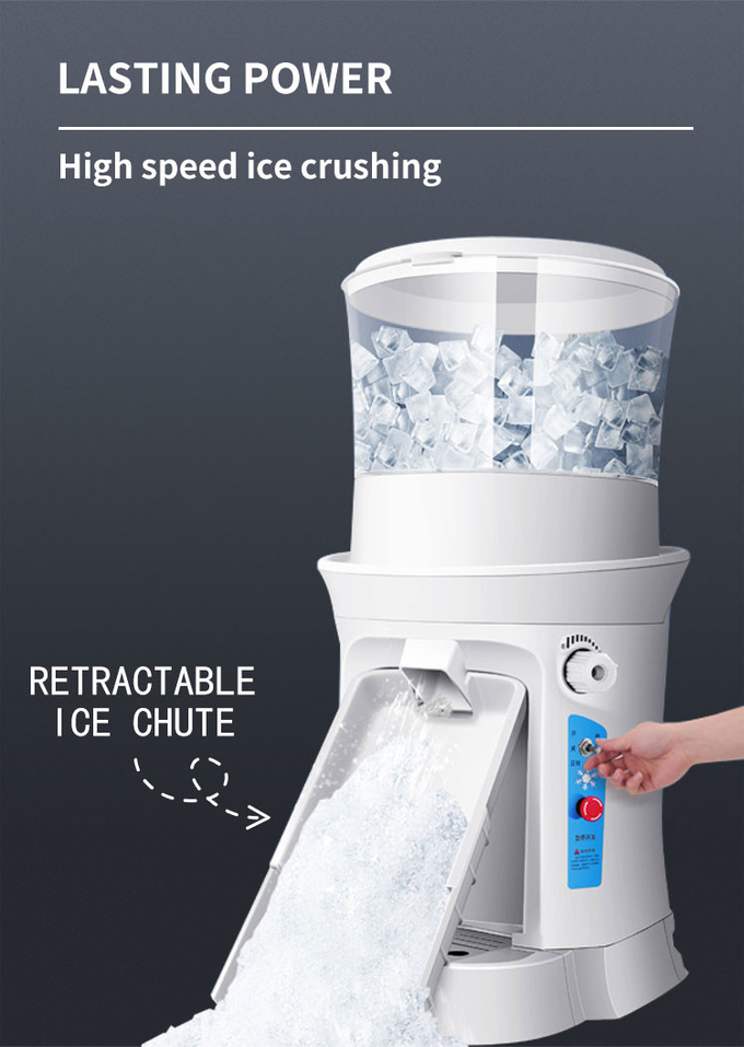 máquina de afeitar eléctrica de la tolva de la máquina 400W de la máquina de afeitar del hielo del cubo de hielo 320RPM 680kgs por hora 2