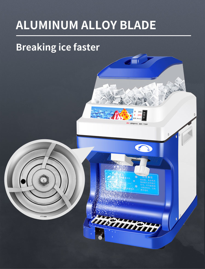 Máquina de afeitar eléctrica para hielo, máquina de cono de nieve de 300W, escritorio con textura de hielo ajustable para el hogar y el comercio 5