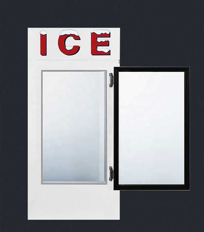 Descongelación automática de pared fría Exhibidor de hielo para exteriores Gabinete de helados de vidrio Acero inoxidable 4
