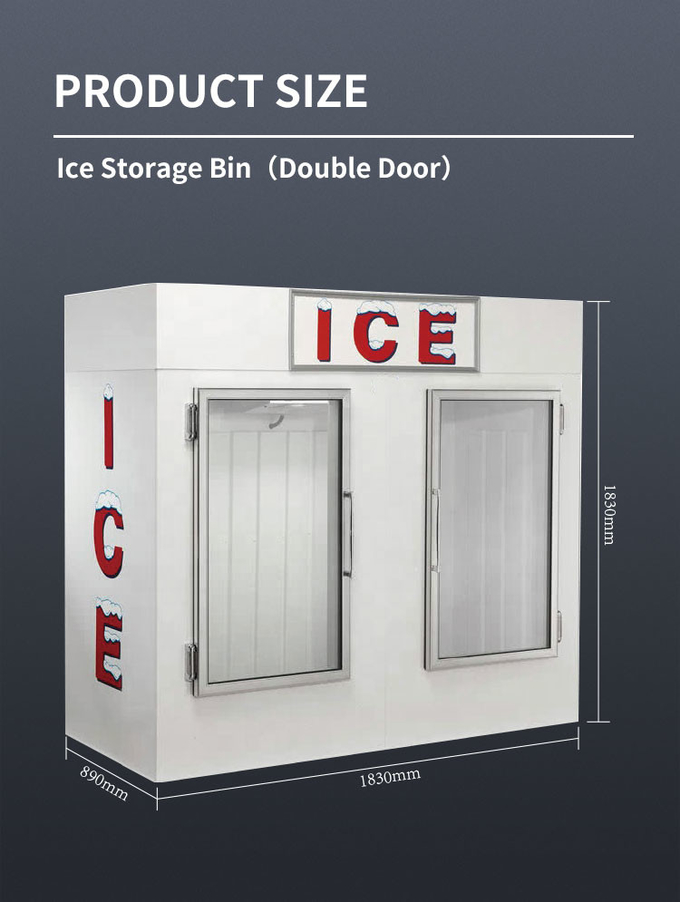 1841L R404a empaquetó a la expendidora automática del hielo con la puerta de cristal de calefacción 2