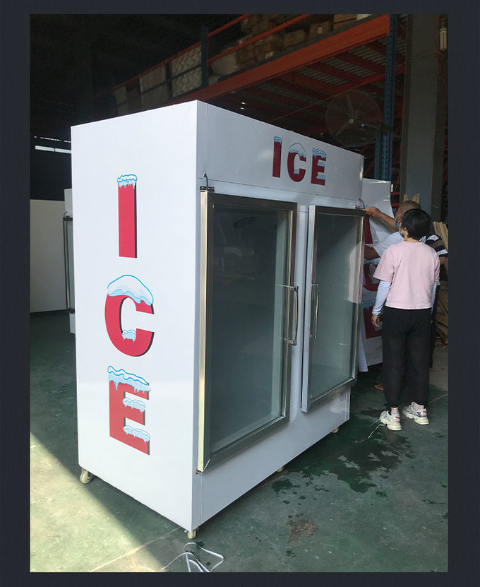 Las puertas dobles hielo a la expendidora automática del congelador del almacenaje para 1841L al aire libre 0