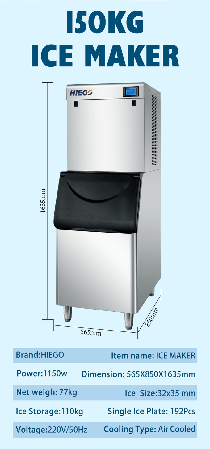 Máquina de hielo en forma de media luna de 150 kg Capacidad diaria R404 Máquina de hielo de media luna 9