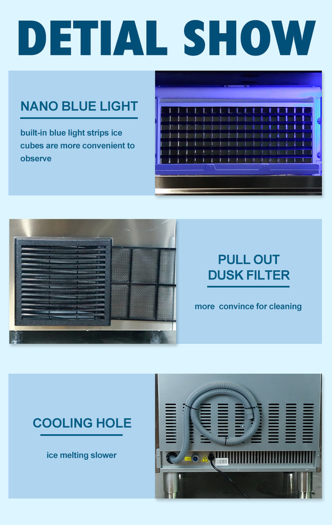 refrigeración por aire comercial de la máquina del cubo de hielo del fabricante de hielo del barril 100KG R404a 5