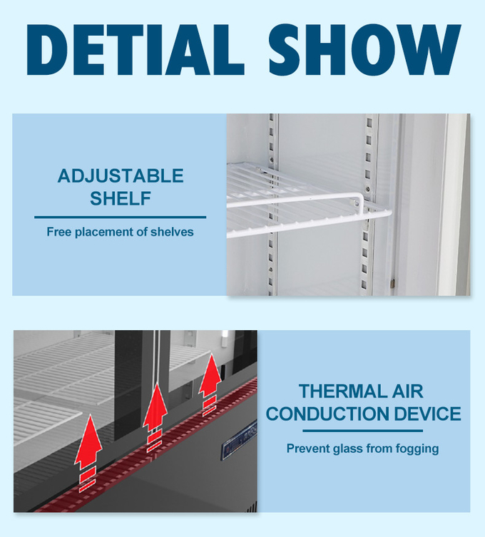 3 sistema vertical del control de la temperatura del refrigerador 550W Digitaces de la exhibición de las puertas de cristal 7