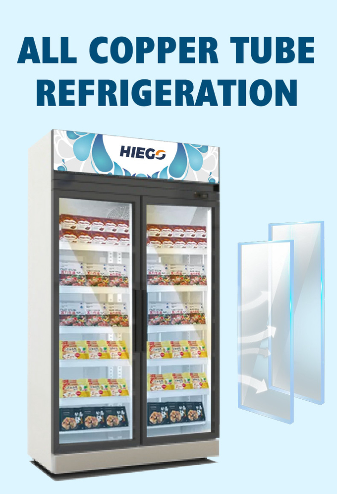 Temperatura de cristal doble del refrigerador 980L R290 de la exhibición de la puerta de la refrigeración por aire sola 4